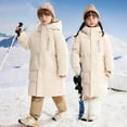 thumbnail image 5 of Children Boy Girl Long Collared Neck Parkas Jacket Hooded Outfit for Kid Warm Thick Puffer with Hood Plain Winter Fall Hoods 2025 Clothes, 5 of 9
