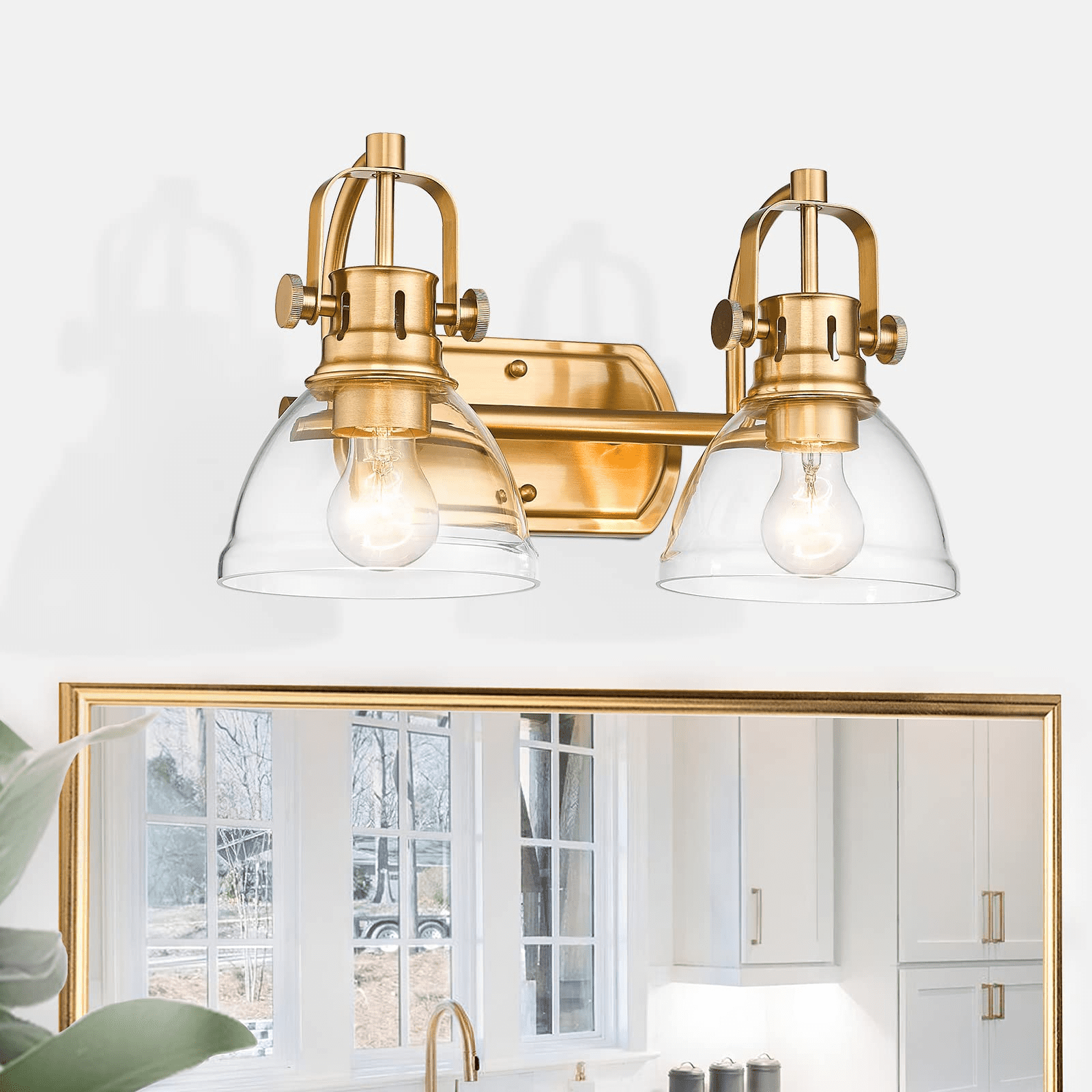 2-Light Gold Bathroom Vanity Light Fixture Modern Wall Sconce Lighting Gold Wall Lights with ...