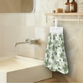 thumbnail image 3 of ZIATUBLE Palm Leaves Kitchen Hanging Towels Soft Hand Towels Loop Fast Drying Kitchen Hand Towels 3 Pieces Set with Hanging Loops Reusable Hanging Hand Towels for Bathroom Elastic Dish Towels, 3 of 7