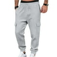 thumbnail image 2 of LNZGNM Mens Sweatpants with Pockets Midweight Elastic Waist Sweatpants Drawstring Athletic Workout Jogger Pants Fall Winter Thick Lounge Pants with Pockets, Light Gray M, 2 of 6