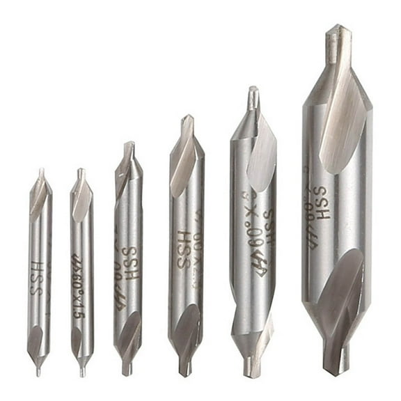 JeashCHAT 6pcs Combined Center Drill Countersink Bit Lathe Mill Tackle Tool Set Kit