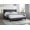 Charcoal, variant on XIZE Modern Queen Size Upholstered Bed with Box Design Headboard, Charcoal Brushed Linen