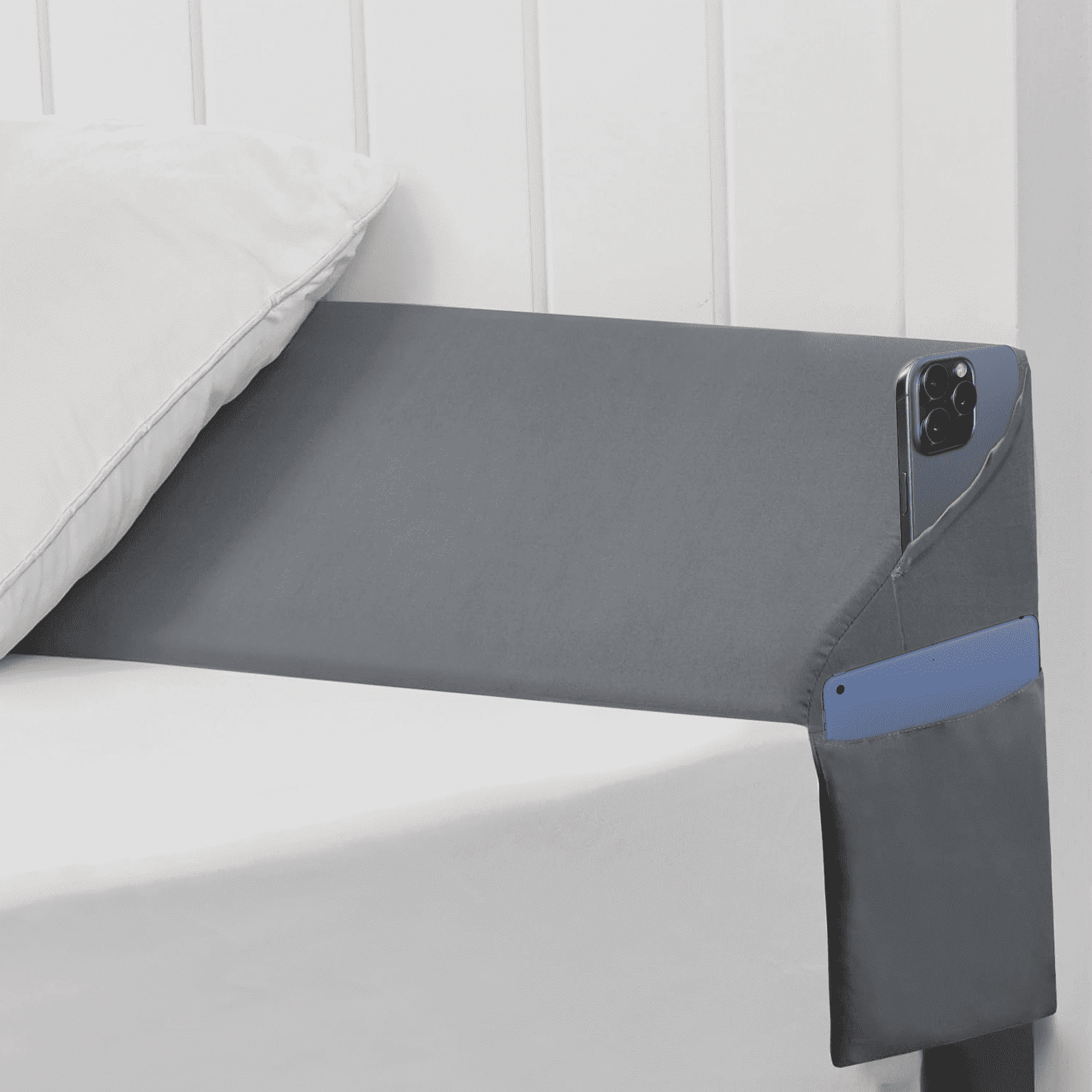 COOKEY Queen Size Bed Wedge Pillow for Headboard, 60"x10"x6" Mattress Gap Filler, Bed Gap Filler Cushion Between Mattress and Wall, Memory Foam Headboard Pillow with Side Pockets, Gray