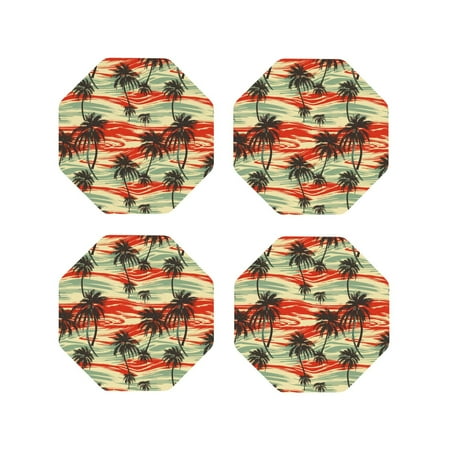 

Leather Coasters with Heat-resistant for Drinks River Coconut Tree -标题2 Octagon