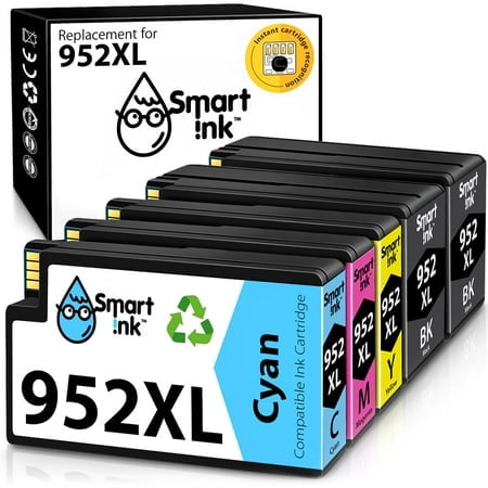 Smart Ink compatible Ink cartridge Replacement for HP 952XL 952 XL (5 combo Pack) to use with OfficeJet Pro 8710 8720 8740 8715 8210 7740 7720 8700 8730 8725 (2 Black, cyan, Magenta, Yellow)