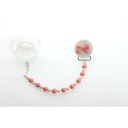 Baby Swarovski Pearls Pacifier Clip with Bow