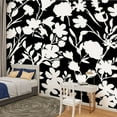 thumbnail image 2 of Peel and Stick Wallpaper Canvas Dark seamless black flowers leaves Peonies wildflowers Abstract floral Modern Art Wall Mural Decor Self Adhesive and Removable 100in x 144in, 2 of 7