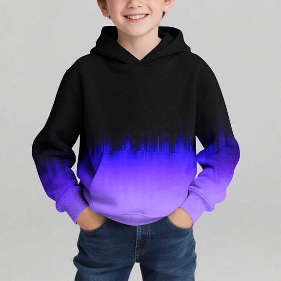JUSLIO Hoodies for Boys,Color Block Printed Hooded Sweatshirt,Fall Winter Kangaroo Pocket Hoodies Long Sleeve Hoodies Outerwear,Blue 3 Years