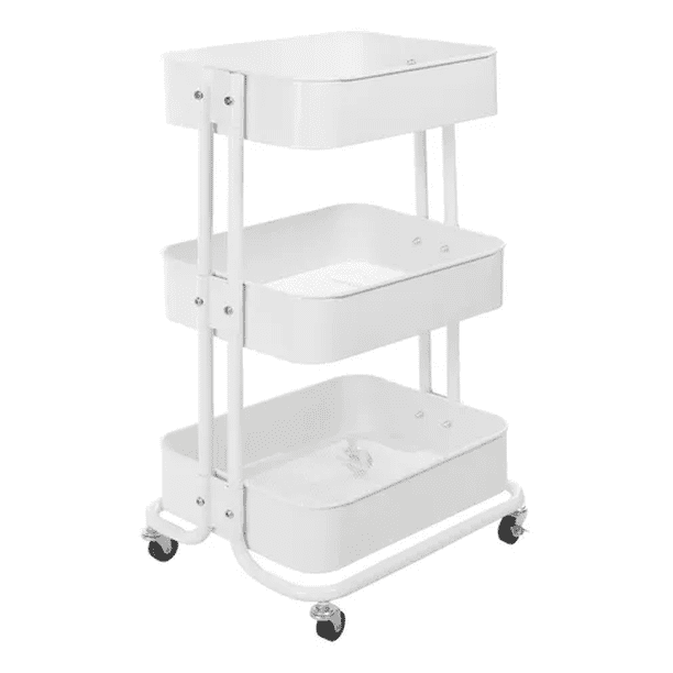 Carrito Organizador Carro Auxiliar Con Ruedas Estanteria Blanco Malubero Malu1472
