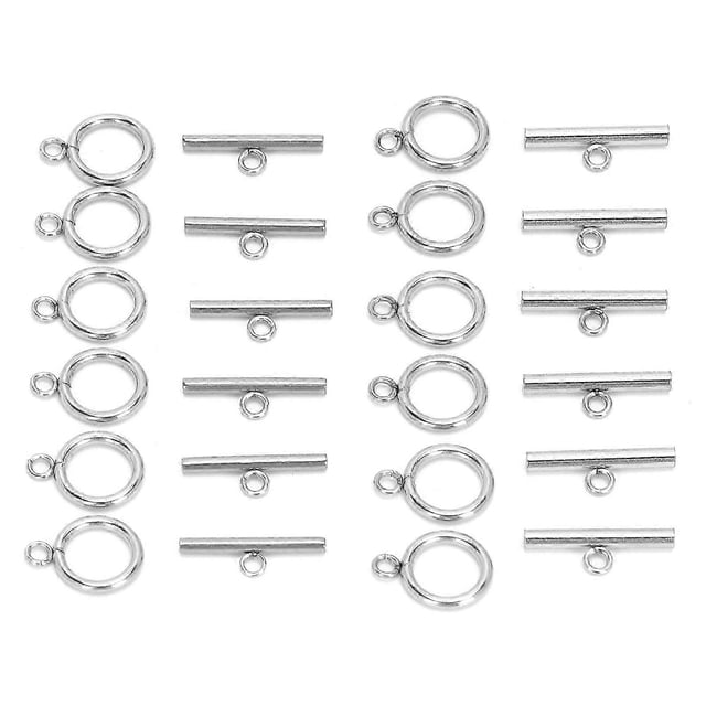 Jewelry DIY Round Toggle Clasps Stainless Steel T-Bar Clasps for Necklace Making Steel Color