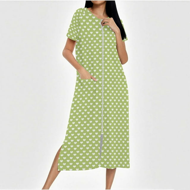 Taylonsss Womens Zip-Front Long Robe Knit Loungewear Full Length Gradient Color with Pockets Cozy Home Sleepwear