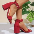 thumbnail image 6 of LOVZFMLL Women's Heel Sandals Classic Elegant Chunky Block Heels Fashion Square Toe Summer Dress Shoes for Party Club Prom Wedding Dating Red 6, 6 of 9