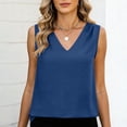 thumbnail image 4 of LNWUY Women Tank Tops Ruched Shoulder Dressy Blouse Business Casual Outfits Sleeveless V Neck Shirt Beach Vacation Clothes Blue M, 4 of 6