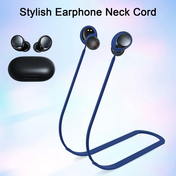SUSUchens Anti-Lost Earbuds Strap Waterproof Easy to Install Comfortable Wearing Silicone Earphone Neck String Blue