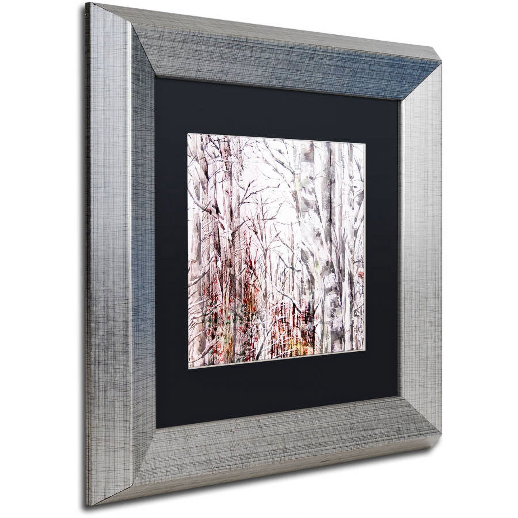 Trademark Fine Art "Winter Trees" Canvas Art by Lisa Powell Braun, Black Matte, Silver Frame