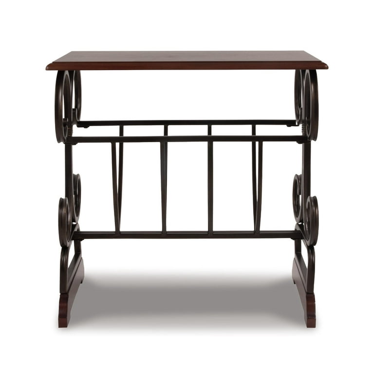 Signature Design by Ashley Braunsen Ornate Chair Side End Table with Magazine Rack Brown