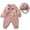 Pink, variant on Baby Boys Girls Ski Set Furry Fleece Lined Snowsuit Winter One-Piece Jacket One Piece Windproof Waterproof Double Zipper Fleece Ski Suit Outdoor Jumpsuit Romper w/Hat