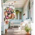 thumbnail image 3 of Hello Spring House Flags for Outdoor Decoration, Dog with Flowers Hat Large Yard Flag, Seasonal Decorative Celebration Decor for Summer Farmhouse Holiday Outside 28x40 Inch Vertical Double, 3 of 10