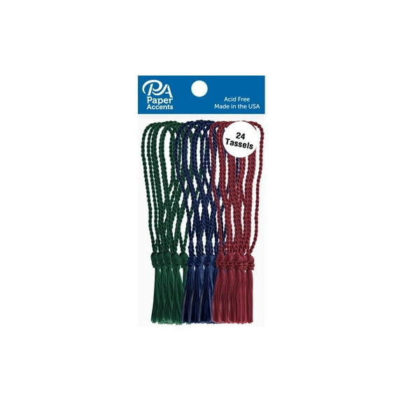 Paper Accents Tassels 24pc Dark Green, Navy, Maroon