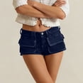 thumbnail image 2 of QATAINLAV Womens Y2k Vintage Ripped Denim Mini Shorts Low Rise Distressed Jean Shorts Summer Hot Jorts with Multi Pockets Dark Blue XL, 2 of 8