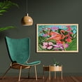 thumbnail image 2 of Flamingo Wall Art with Frame, Illustration of Animal Tropical Garden Hibiscus Flower Plant Vintage, Printed Fabric Poster for Bathroom Living Room, 35" x 23", Green Pink Blue, by Ambesonne, 2 of 2