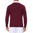 thumbnail image 3 of INSPIRE CHIC Men's Long Sleeve V-Neck Solid Color Knitted Pullover Sweater XL Burgundy, 3 of 5