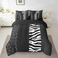 thumbnail image 2 of Erosebridal Grey Cheetah Print Bedding Sets Full Size, Rustic Animals Comforter Sets with Sheets, Zebra Room Decor, Reversible 7pcs, 2 of 5