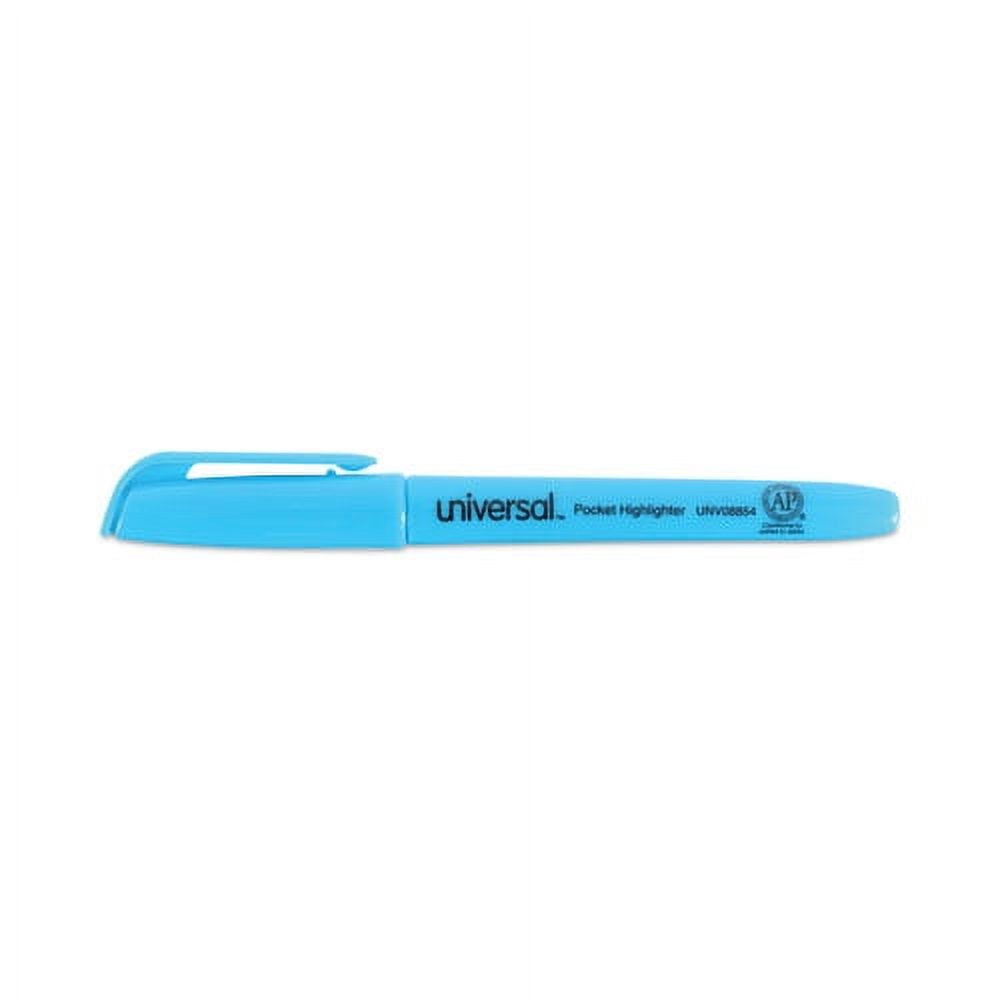 Pocket Highlighters, Fluorescent Blue Ink, Chisel Tip, Blue Barrel, Dozen | Bundle of 2 Dozen