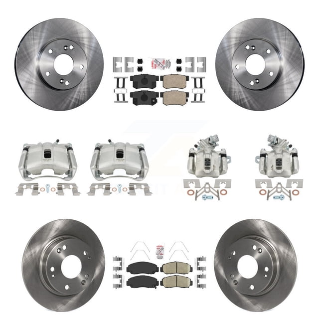 Transit Auto Front Rear Disc Brake Caliper Rotors and Ceramic Pads Kit (10Pc) for Car Acura CSX KC8-102843N
