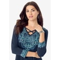 thumbnail image 4 of Roaman's Women's Plus Size Criss Cross Ultra Drape Swing Tunic, 4 of 5