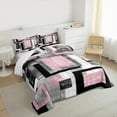thumbnail image 3 of Manfei Pink Square Bedding Comforter Set for Adult, Abstract Ombre Twin Comforter Sets, Modern Fashion Style Reversible Bedding Set, Ultra Soft Home Decor, 2pcs, 3 of 8