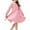 Pink, variant on JUSLIO Dresses for Girls Cotton Casual Solid Long Sleeve Girls Dress Round Neck Winter Holiday Party Dresses