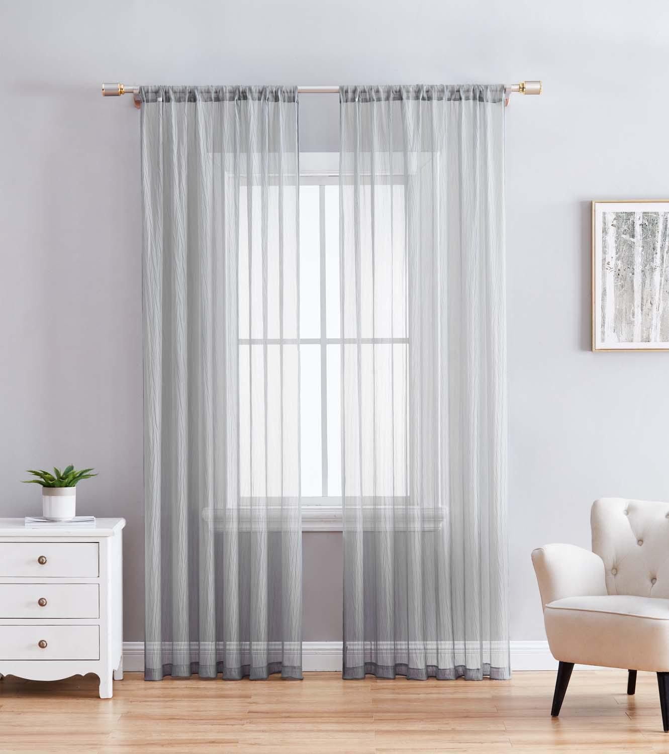 Crinkle Sheer Rod Pocket Curtains – 2 pack, Crinkled Texture