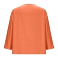 thumbnail image 5 of Women's Fashion Casual V-Neck Button Down 3/4 Sleeve Cotton Linen Top, Relaxed Fit Blouse, Spring Summer Tunic for Women,Orange,4XL, 5 of 7