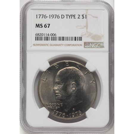 1976-D $1 Type Two Eisenhower Dollar NGC MS67 (769437028)