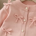 thumbnail image 6 of FAOWME Big Kids Girls Outfit Two Piece Long Sleeve Bow Design Buttons Knit Cardigan And Mesh Skirt Comfortable Fashion Sets For Casual Daily Wear Pink 4-5 Years, 6 of 7