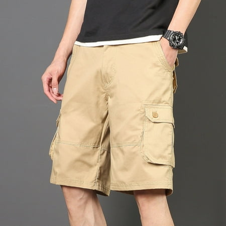 CQONEPT Men s Cargo Shorts with Multi Pocket Casual Sports Shorts Hiking Fishing Golf Short Pants with Multi Pockets Khaki M