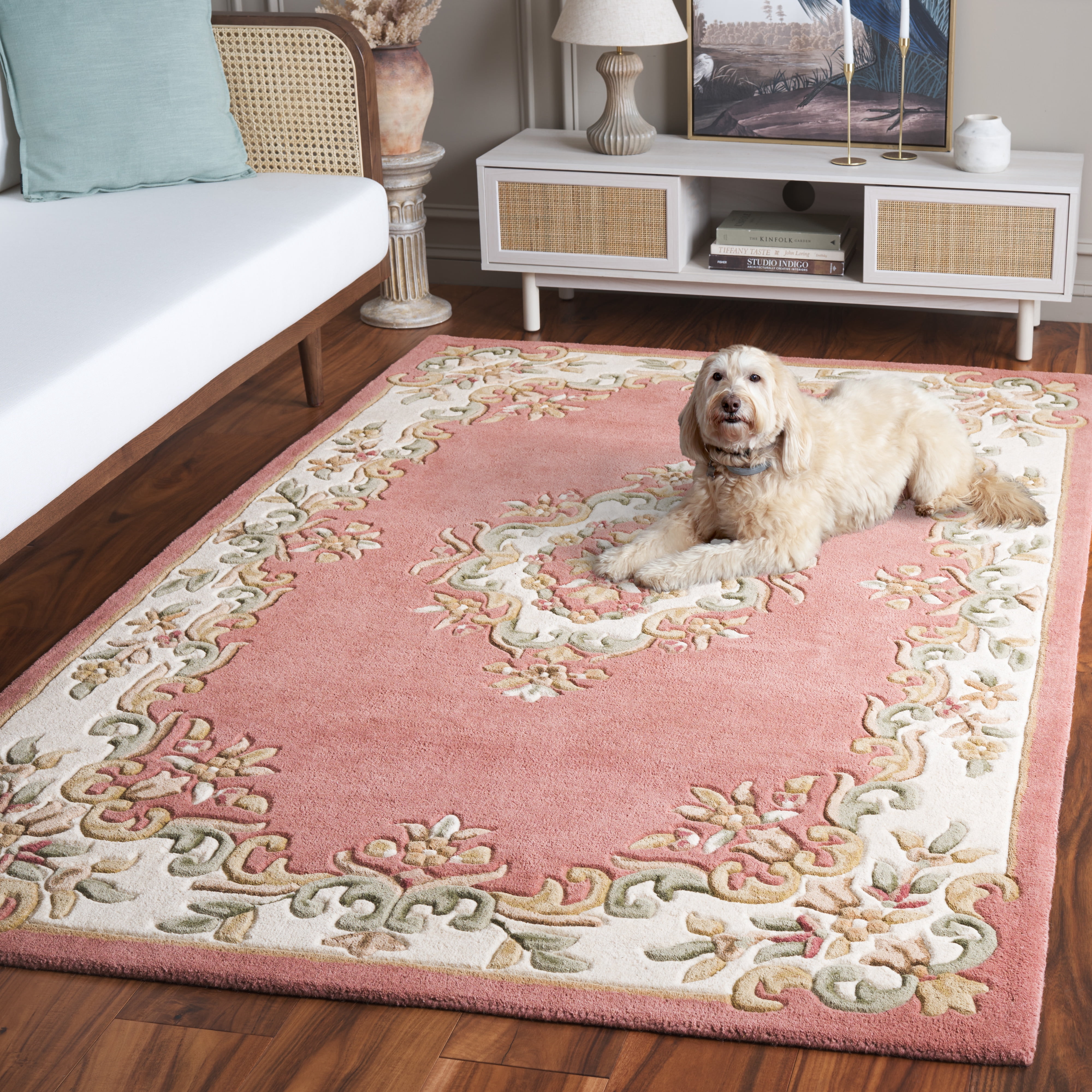 SAFAVIEH Aubusson Albus Medallion Area Rug, Pink/Ivory, 5' x 8'