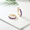 thumbnail image 4 of Gem Stone King 18K Yellow Gold Plated Silver Purple Amethyst Hoop Earrings for Women (2.60 Cttw, Gemstone February Birthstone, Round 4MM and 3MM), 4 of 4