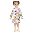 thumbnail image 2 of Girls' long-sleeved dress Cute Cat and Love Girls' A-line dress with ribbed cuffs Soft and comfortable, 2 of 6