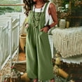 thumbnail image 2 of Maean Women's Cotton Linen Jumpsuits Casual Scoop Neck Wide Leg Rompers Summer Trendy Long Pants with Pockets, 2 of 7