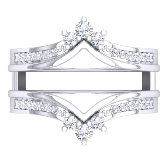 0.65 Carat (Ctw) Platinum Round White Diamond Ladies Anniversary Wedding Band Enhancer Guard Double Ring