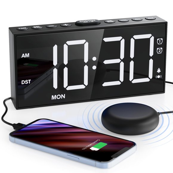 Despertador Mesqool Loud para personas que duermen mucho con alarma vibratoria