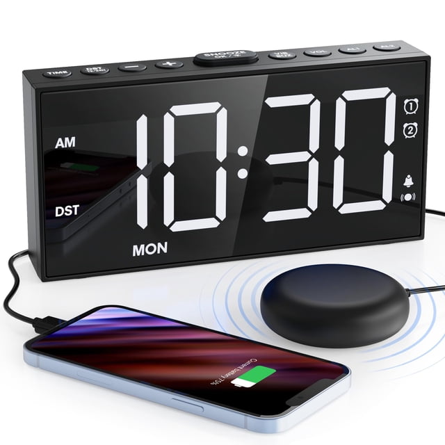 Despertador Mesqool Loud para personas que duermen mucho con alarma vibratoria