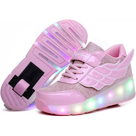 

YAZI Kids Roller Shoes Boy Girl Sneakers with Wheels Become Sport Sneaker with Led for Christmas Birthday Children Show Gift