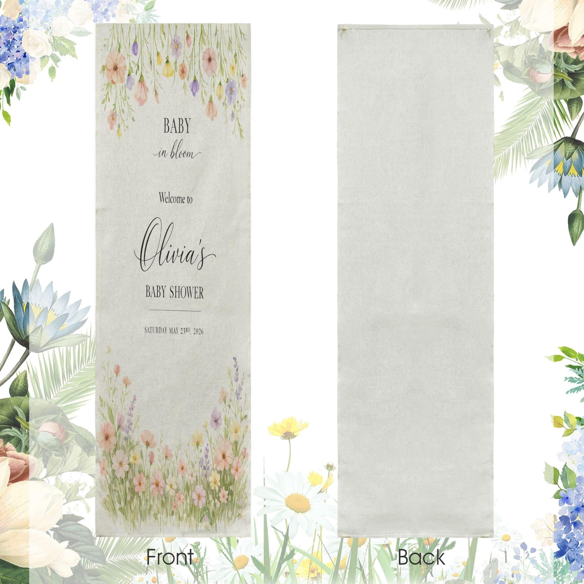 ViciArt Baby in Bloom Welcome Sign Floral Baby Shower Backdrop Personalized Banner