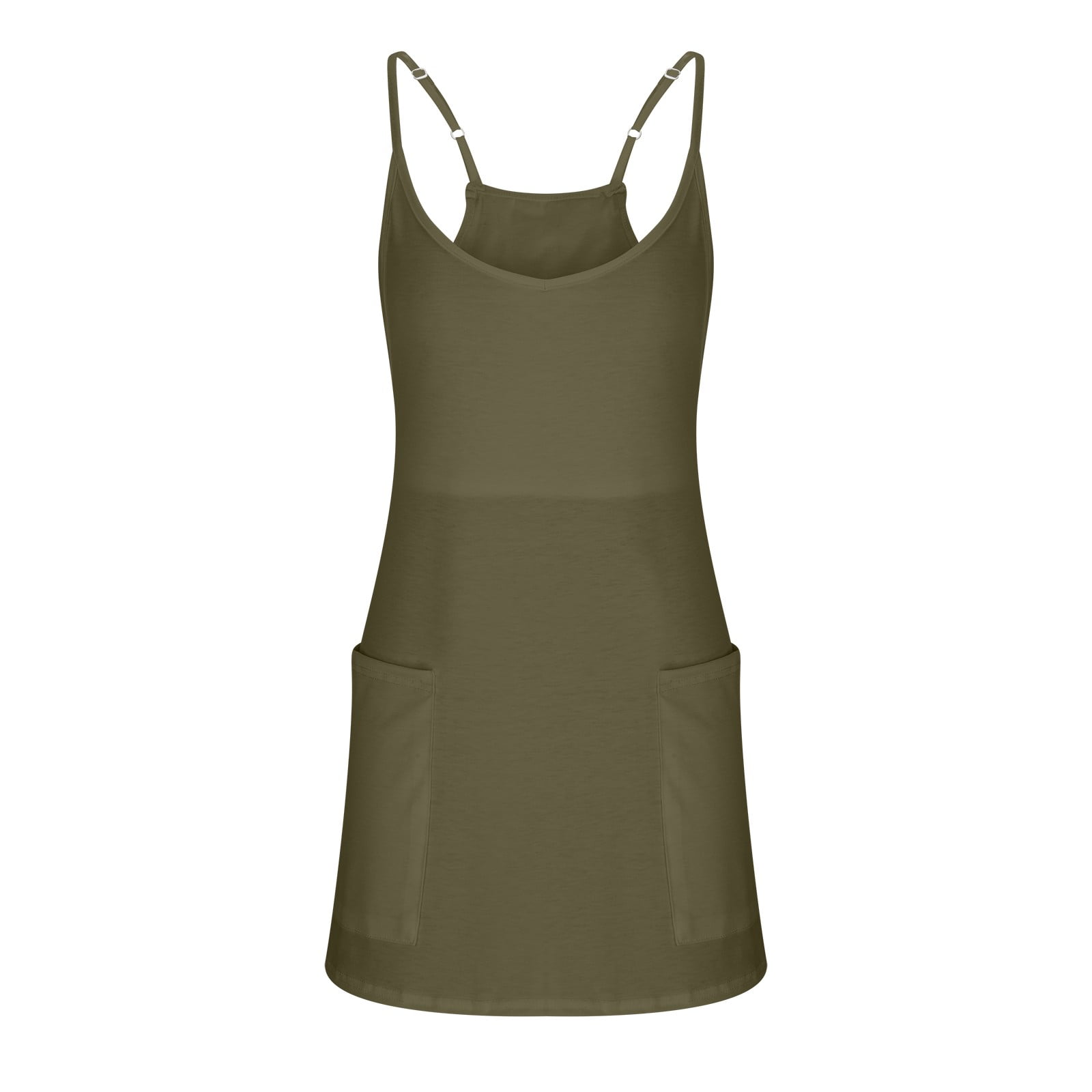 Moxiu Jumpsuits for Women Summer Short,Casual Sleeveless Rompers for Women Built-in Short Spaghetti Strap Loose Jumpsuit Overalls Lounge with Pockets Army Green,L