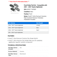 thumbnail image 2 of Front Brake Pad Set - Compatible with 2001 - 2007 Toyota Highlander 2002 2003 2004 2005 2006, 2 of 2