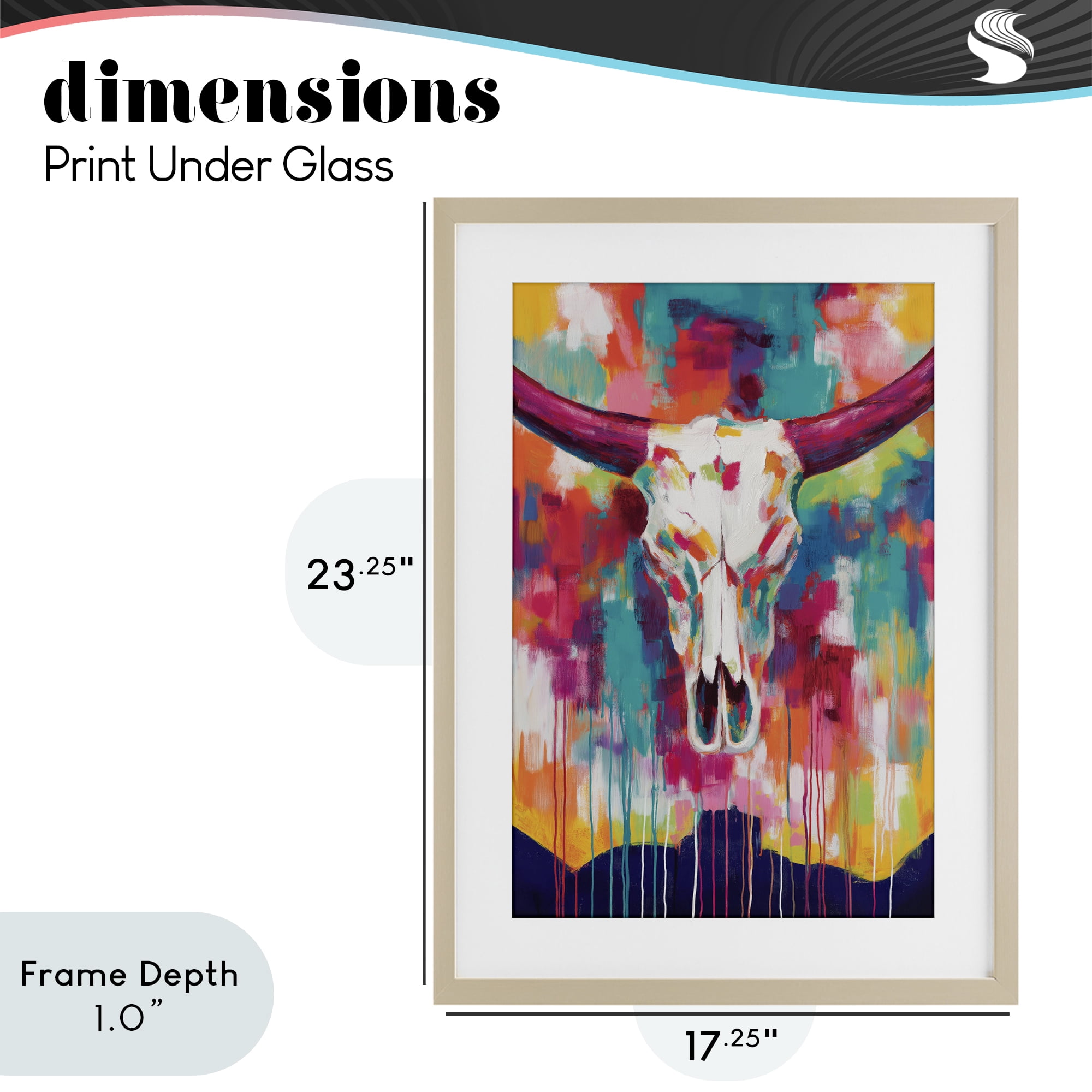 Stupell Industries Spirit Of The West Skull Birch Framed Print Under Glass, design by Chromatic Storm Studio