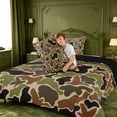 thumbnail image 4 of meiyoeat Retro Camo Print King Size Comforter Sets For Boys,Wild Animal Mallard Duck Comforters King Size For Kids, Brown Green,Black Reversible,3-Piece, 4 of 7